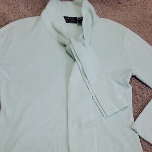 Dana Buchman Pastel Mint Green Women's Sweater With Neck Tie